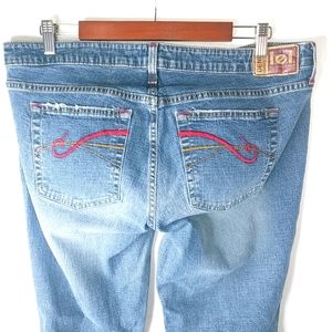 Lei 16 38x30 Red Contrast Stitched Pocket Flare Jeans Plus